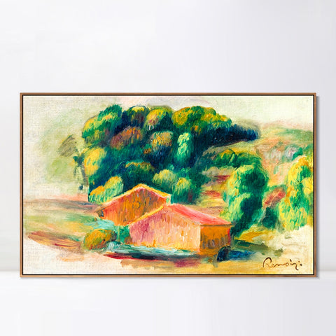 INVIN ART Framed Canvas Paysage, maisons by Pierre Auguste Renoir Wall Art Living Room Home Office Decorations