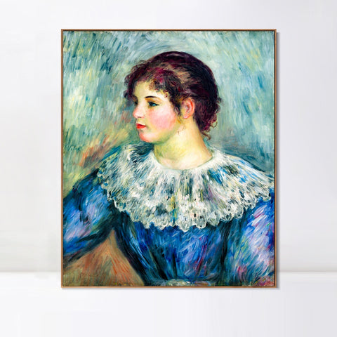 INVIN ART Framed Canvas PORTRAIT EN BUSTE DE JEUNE FILLE by Pierre Auguste Renoir Wall Art Living Room Home Office Decorations