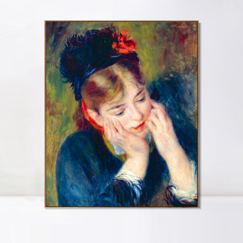 INVIN ART Framed Canvas REFLEXION by Pierre Auguste Renoir Wall Art Living Room Home Office Decorations