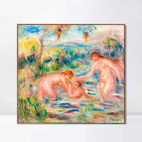 INVIN ART Framed Canvas TROIS BAIGNEUSES by Pierre Auguste Renoir Wall Art Living Room Home Office Decorations