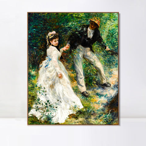 INVIN ART Framed Canvas French La Promenade by Pierre Auguste Renoir Wall Art Living Room Home Office Decorations