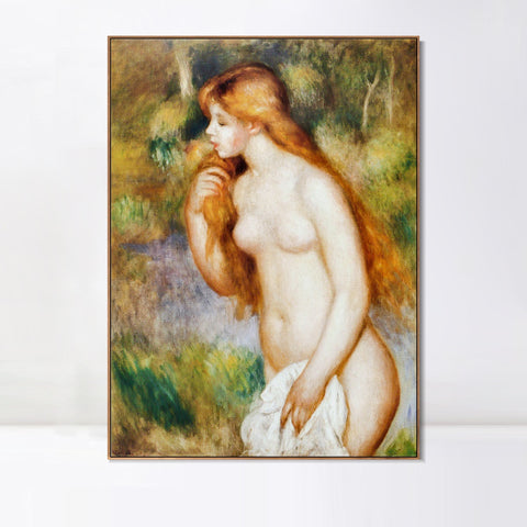 INVIN ART Framed Canvas Baigneuse debout by Pierre Auguste Renoir Wall Art Living Room Home Office Decorations