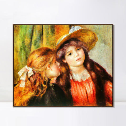 INVIN ART Framed Canvas Deux fillettes by Pierre Auguste Renoir Wall Art Living Room Home Office Decorations