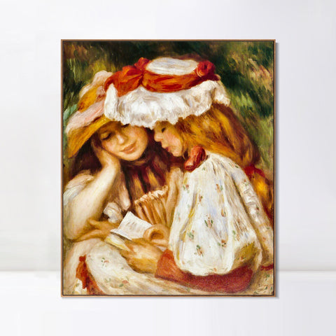 INVIN ART Framed Canvas Jeunes Filles lisant by Pierre Auguste Renoir Wall Art Living Room Home Office Decorations
