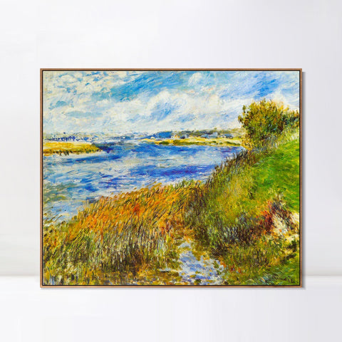 INVIN ART Framed Canvas La Seine à Champrosay by Pierre Auguste Renoir Wall Art Living Room Home Office Decorations