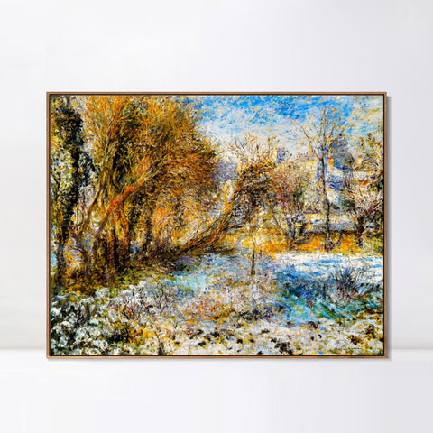 INVIN ART Framed Canvas Paysage de neige (1875) by Pierre Auguste Renoir Wall Art Living Room Home Office Decorations