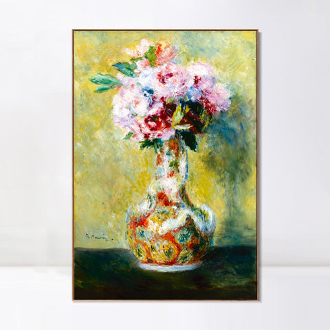 INVIN ART Framed Canvas Bouquet in a Vase by Pierre Auguste Renoir Wall Art Living Room Home Office Decorations