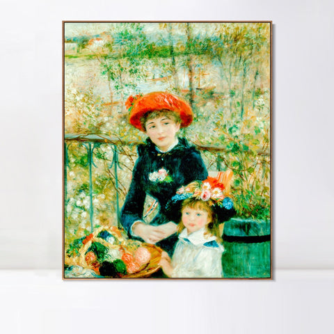 INVIN ART Framed Canvas The Two Sisters by Pierre Auguste Renoir Wall Art Living Room Home Office Decorations