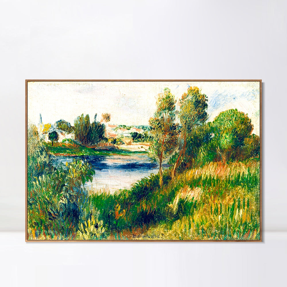 INVIN ART Framed Canvas Landscape at V¨¦theuil by Pierre Auguste Renoir Wall Art Living Room Home Office Decorations