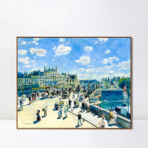 INVIN ART Framed Canvas Pont Neuf, Paris by Pierre Auguste Renoir Wall Art Living Room Home Office Decorations