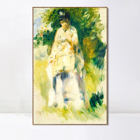 INVIN ART Framed Canvas Woman Standing by a Tree by Pierre Auguste Renoir Wall Art Living Room Home Office Decorations