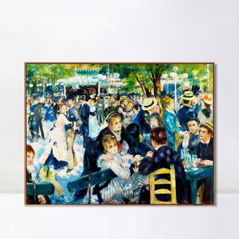 INVIN ART Framed Canvas Dance at Le Moulin de la Galette by Pierre Auguste Renoir Wall Art Living Room Home Office Decorations