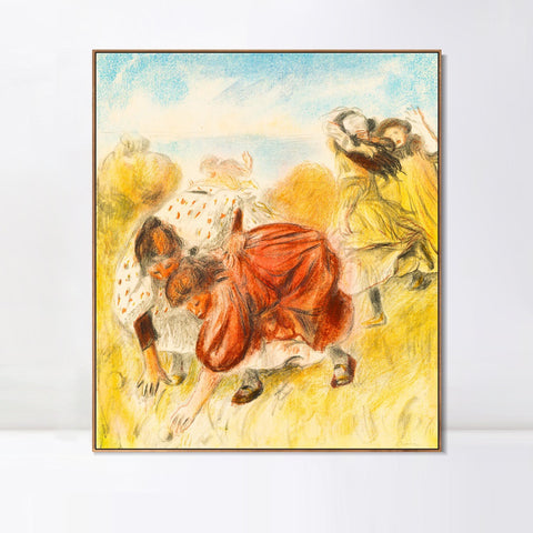 INVIN ART Framed Canvas Children Playing Ball by Pierre Auguste Renoir Wall Art Living Room Home Office Decorations