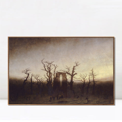 INVIN ART Framed Canvas Abbey among Oak Trees by Caspar David Friedrich Wall Art Living Room Home Office Decorations