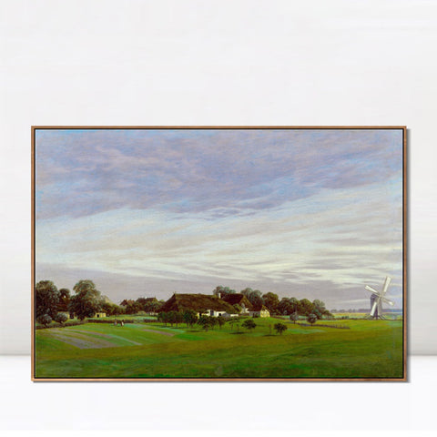 INVIN ART Framed Canvas Flat Countryside by Caspar David Friedrich Wall Art Living Room Home Office Decorations