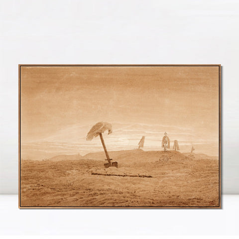 INVIN ART Framed Canvas Landscape with Graves by Caspar David Friedrich Wall Art Living Room Home Office Decorations
