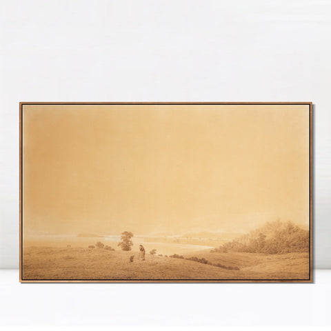 INVIN ART Framed Canvas Eastern Coast of Ruegen Island with Shepherd by Caspar David Friedrich Wall Art Living Room Home Office Decorations