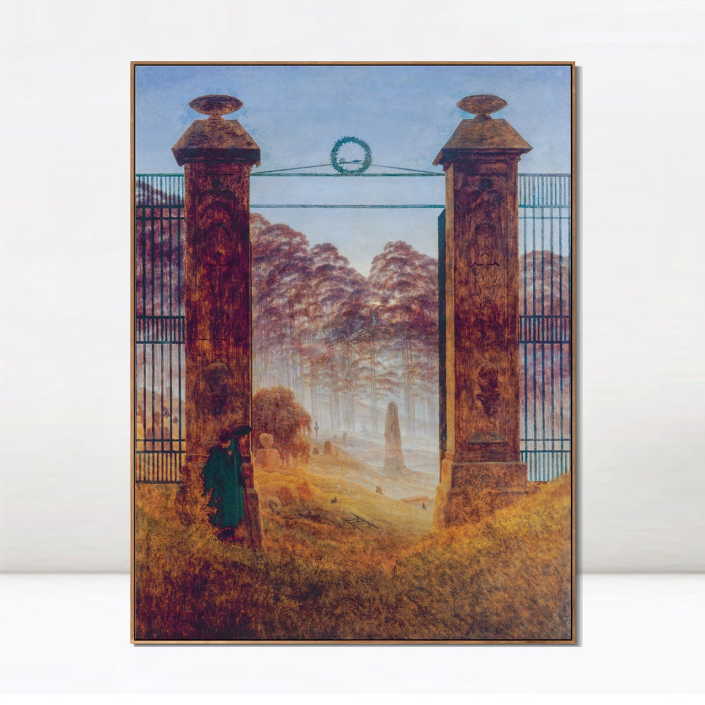 INVIN ART Framed Canvas the graveyard gate by Caspar David Friedrich Wall Art Living Room Home Office Decorations