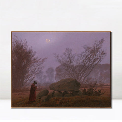 INVIN ART Framed Canvas A Walk at Dusk 1835 by Caspar David Friedrich Wall Art Living Room Home Office Decorations