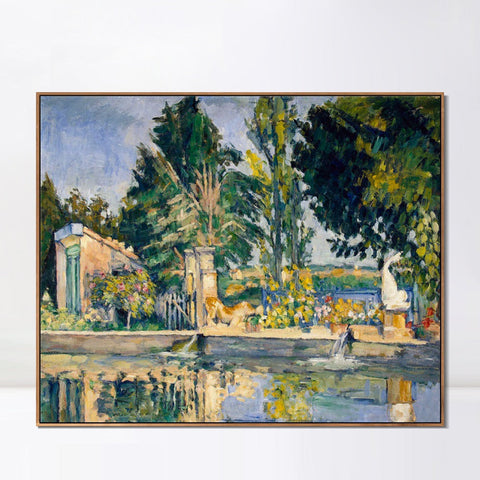 INVIN ART Framed Canvas Giclee Print Art Jas de Bouffan, the Pool by Paul Cezanne Wall Art Living Room Home Office Decorations