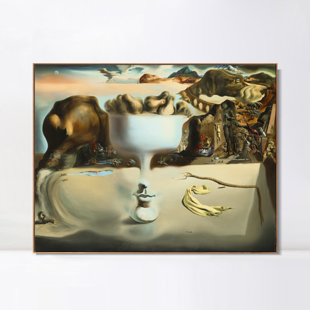 INVIN ART Framed Canvas Giclee Print Art Apparition of a Face and Fruit Dish on a Beach,C.1938 by Salvador Dali Wall Art