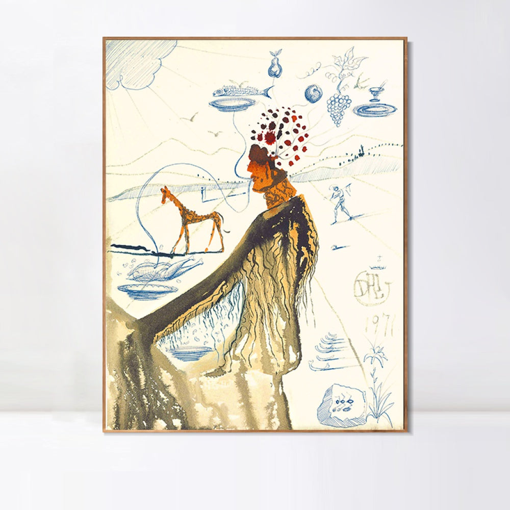 INVIN ART Framed Canvas Series#056 by Salvador Dal Wall Art Living Room Home Office Decorations