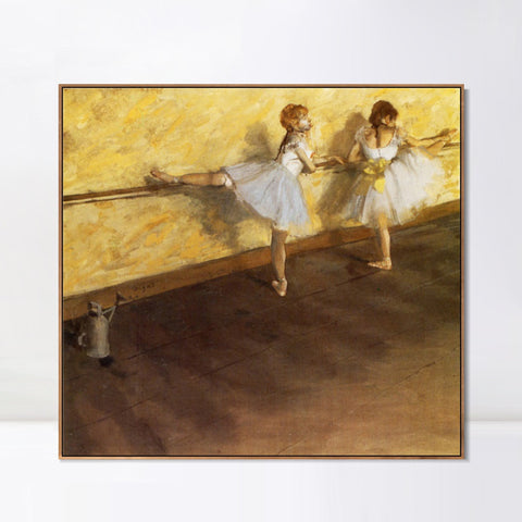 INVIN ART Framed Canvas Giclee Print Art Danseuses à la barre  by Edgar Degas Wall Art Living Room Home Office Decorations