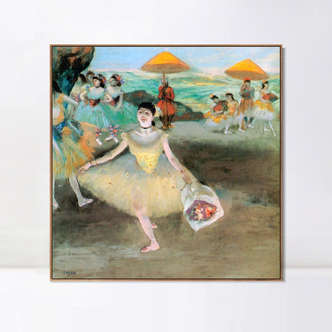 INVIN ART Framed Canvas Giclee Print Art La Danseuse au bouquet saluant by Edgar Degas Wall Art Living Room Home Office Decorations