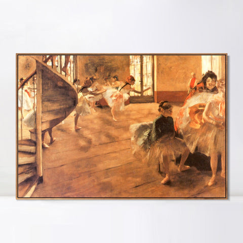 INVIN ART Framed Canvas Giclee Print Art La Répétition de danse  by Edgar Degas Wall Art Living Room Home Office Decorations