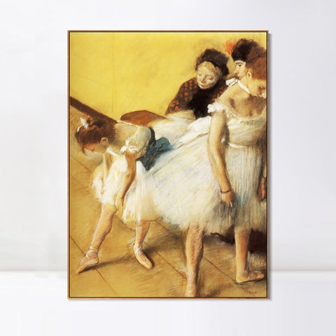 INVIN ART Framed Canvas Giclee Print Art Examen de Danse, Danseuses à leur toilette sur papier by Edgar Degas Wall Art Living Room Home Office Decorations