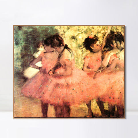 INVIN ART Framed Canvas Giclee Print Art Les danseuses roses, Avant le ballet by Edgar Degas Wall Art Living Room Home Office Decorations