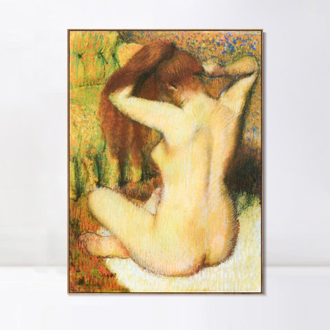 INVIN ART Framed Canvas Giclee Print Art Femme se coiffant Woman being capped by Edgar Degas Wall Art Living Room Home Office Decorations