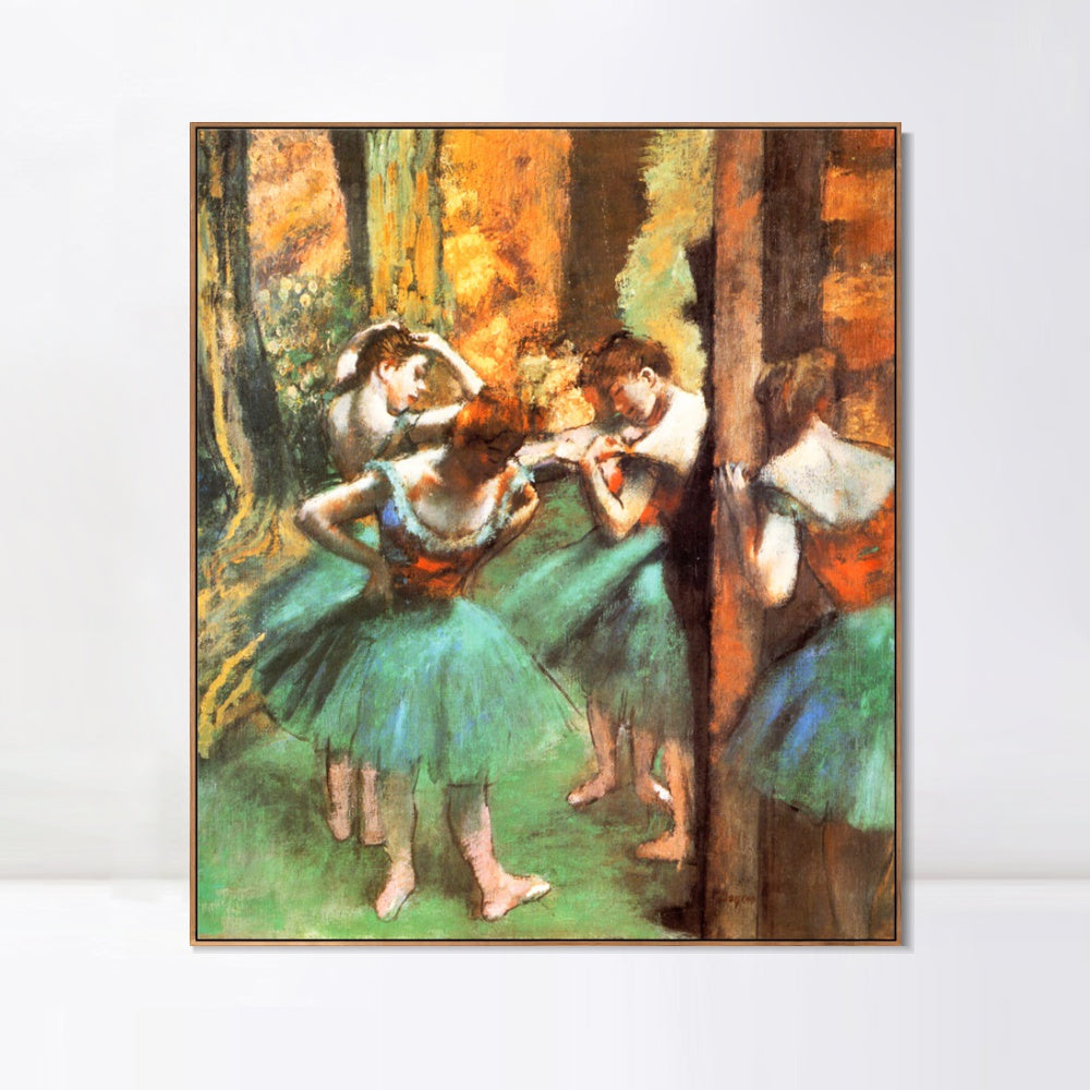 INVIN ART Framed Canvas Giclee Print Art Danseuses roses et vertes by Edgar Degas Wall Art