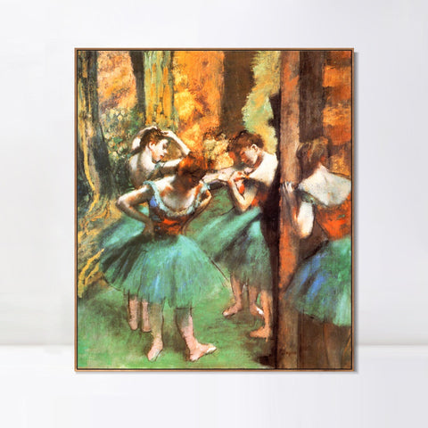 INVIN ART Framed Canvas Giclee Print Art Danseuses roses et vertes by Edgar Degas Wall Art Living Room Home Office Decorations