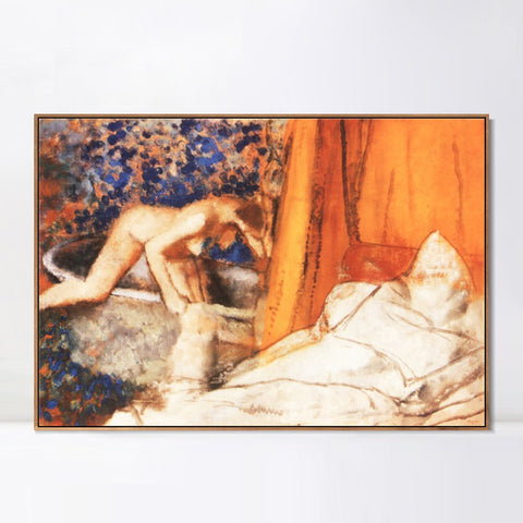 INVIN ART Framed Canvas Giclee Print Art Le Bain by Edgar Degas Wall Art Living Room Home Office Decorations