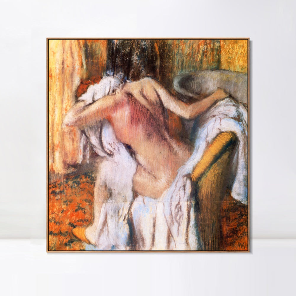 INVIN ART Framed Canvas Giclee Print Apr篓篓s le bain, femme s'asseyant by Edgar Degas Wall Art