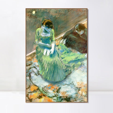 INVIN ART Framed Canvas Giclee Print Art Avant le lever du rideau  by Edgar Degas Wall Art Living Room Home Office Decorations