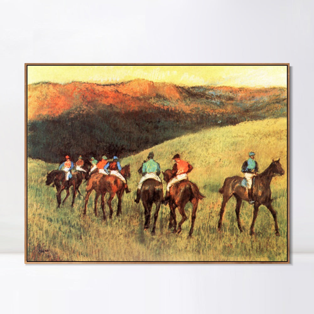 INVIN ART Framed Canvas Giclee Print Art Chevaux de courses 篓陇 l'entrainement by Edgar Degas Wall Art