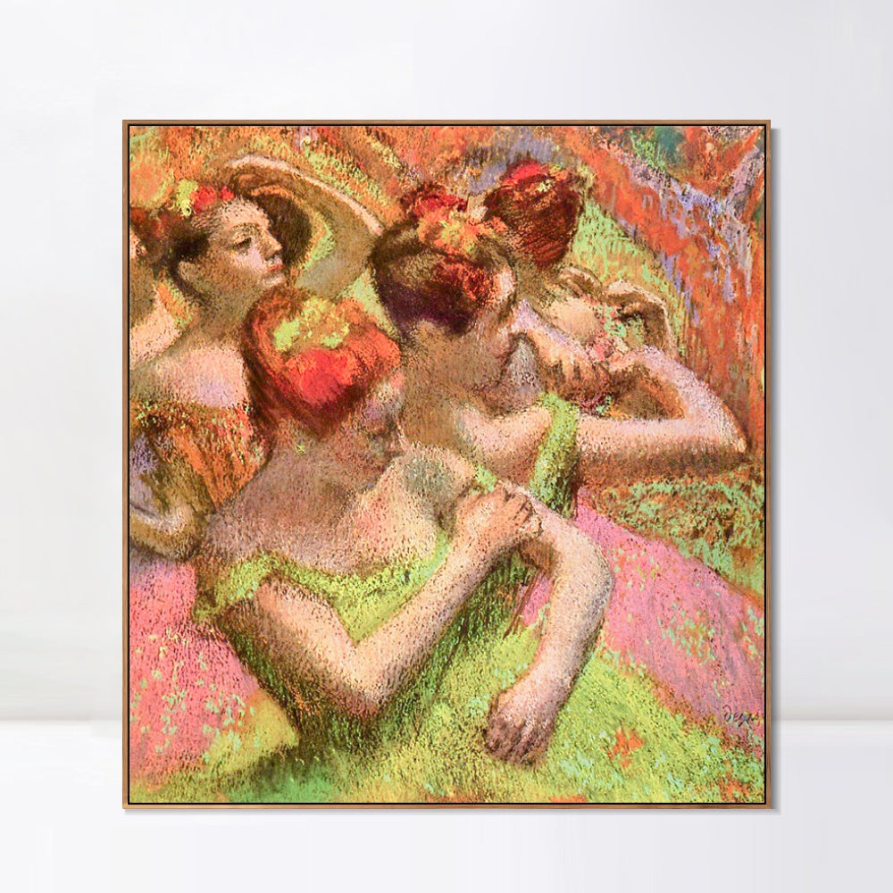 INVIN ART Framed Canvas Giclee Print Art Ballerinas Adjusting Their Dresses by Edgar Degas Wall Art Living Room Home Office Decorations