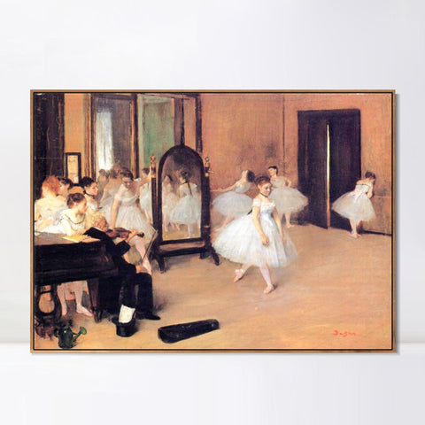 INVIN ART Framed Canvas Giclee Print Art Dance Class by Edgar Degas Wall Art Living Room Home Office Decorations