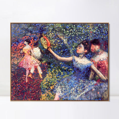 INVIN ART Framed Canvas Giclee Print Art Dancer and Tambourine by Edgar Degas Wall Art Living Room Home Office Decorations