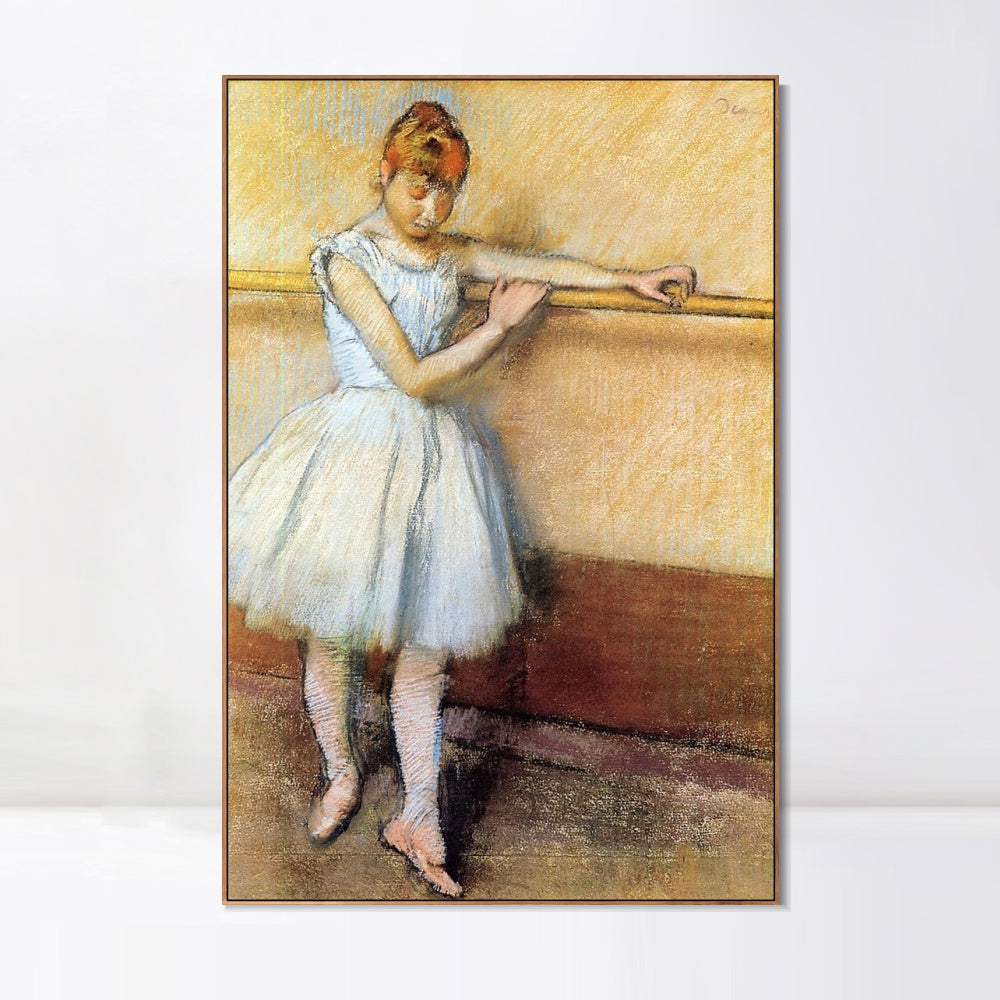 INVIN ART Framed Canvas Giclee Print Art Dancer at the Barre by Edgar Degas Wall Art
