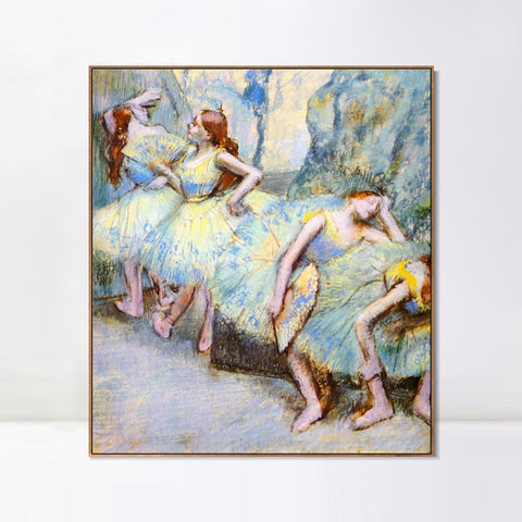 INVIN ART Framed Canvas Giclee Print Art Danseuses dans les coulisses by Edgar Degas Wall Art Living Room Home Office Decorations