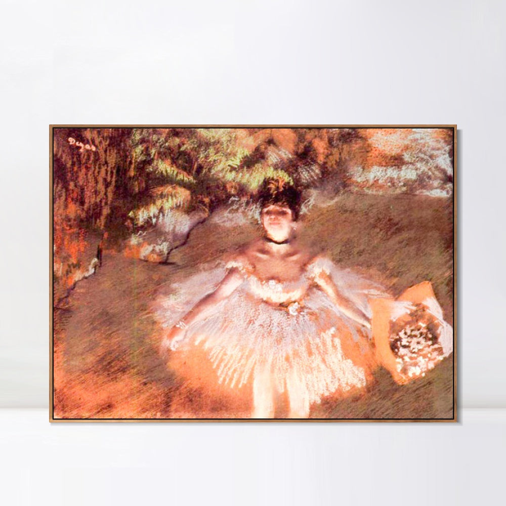 INVIN ART Framed Canvas Giclee Print Art Dancer Onstage with a Bouquet by Edgar Degas Wall Art
