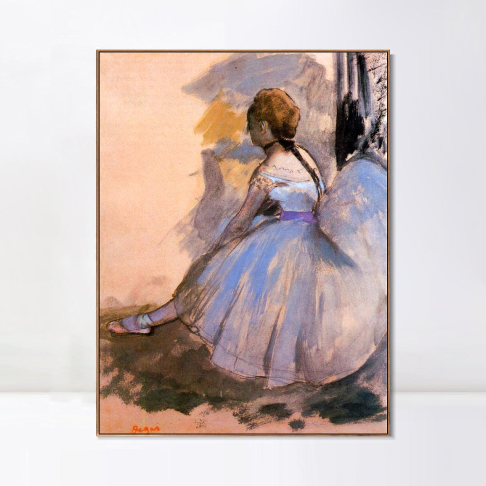 INVIN ART Framed Canvas Giclee Print Art Dancer Seated (study) by Edgar Degas Wall Art