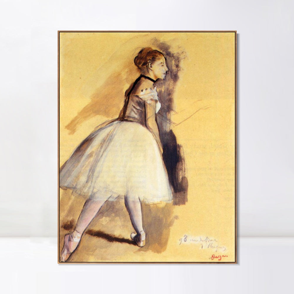 INVIN ART Framed Canvas Giclee Print Art Dancer Standing (study) 2 by Edgar Degas Wall Art