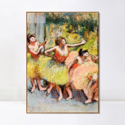 INVIN ART Framed Canvas Giclee Print Art Dancers in Green and Yellow,1899-1904 by Edgar Degas Wall Art Living Room Home Office Decorations