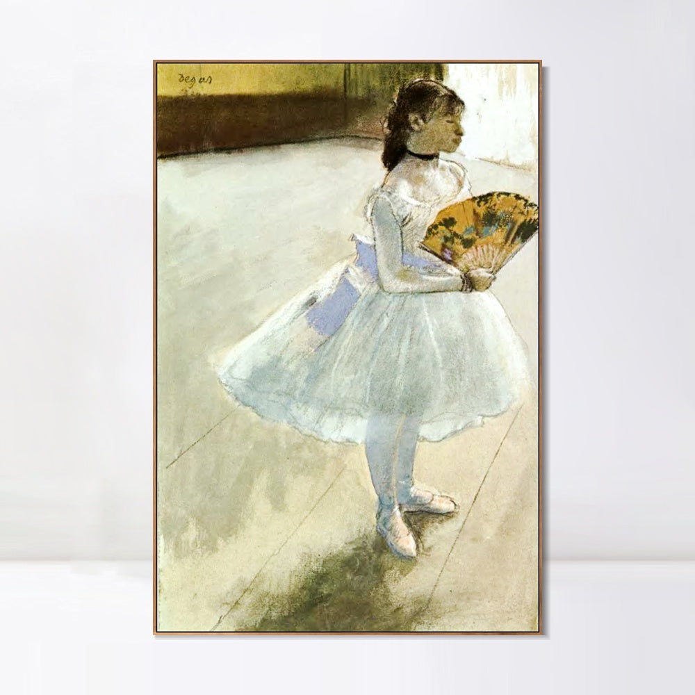INVIN ART Framed Canvas Giclee Print Art Dancer with a Fan by Edgar Degas Wall Art