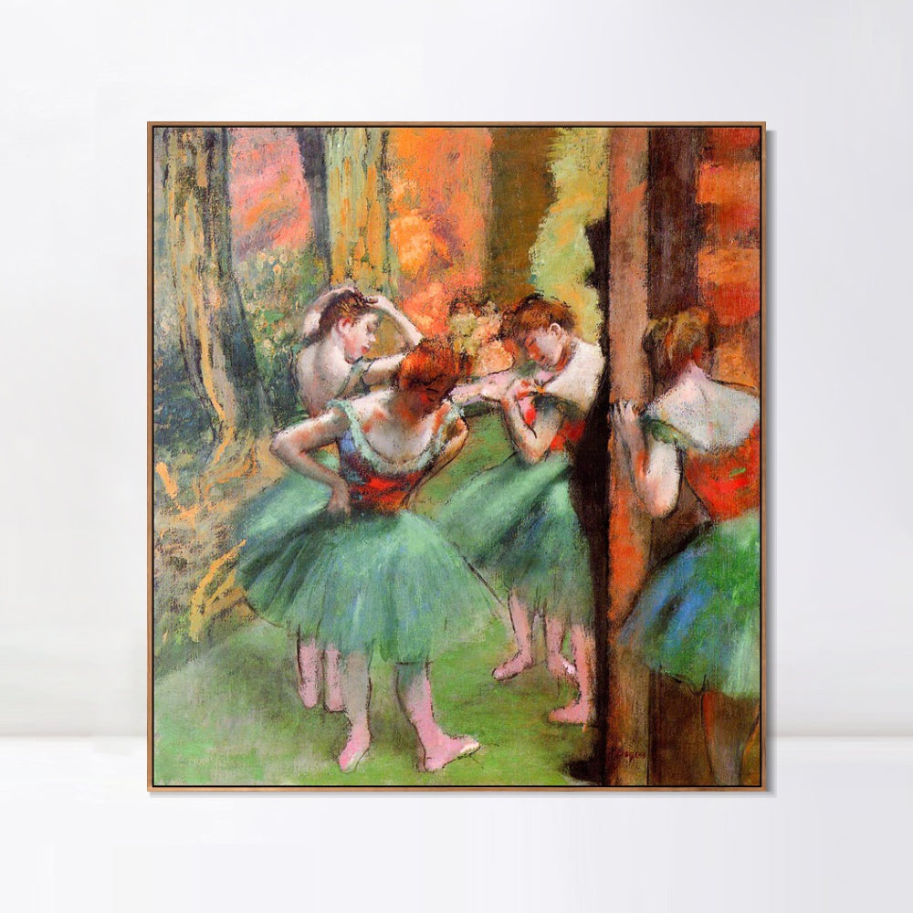 INVIN ART Framed Canvas Giclee Print Art Dancers, Pink and Green,circa 1885-1895 by Edgar Degas Wall Art