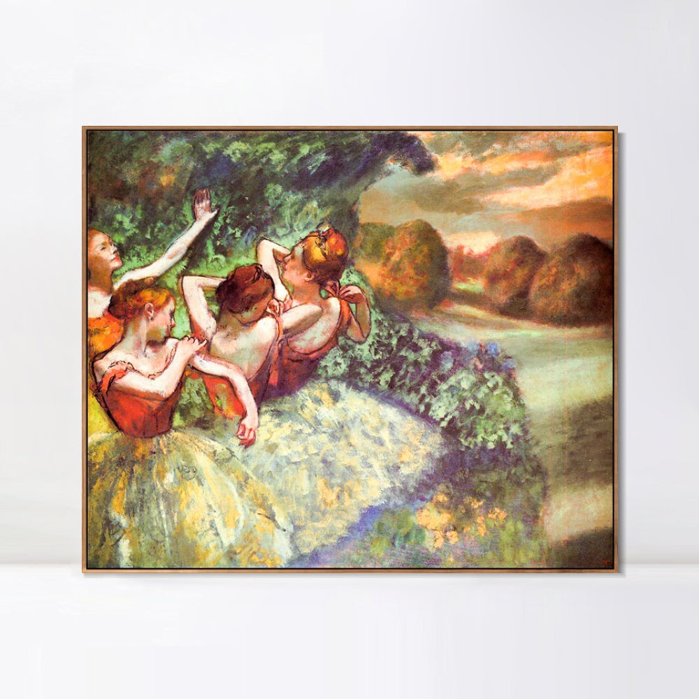 INVIN ART Framed Canvas Giclee Print Art Four Dancers, circa 1899 by Edgar Degas Wall Art